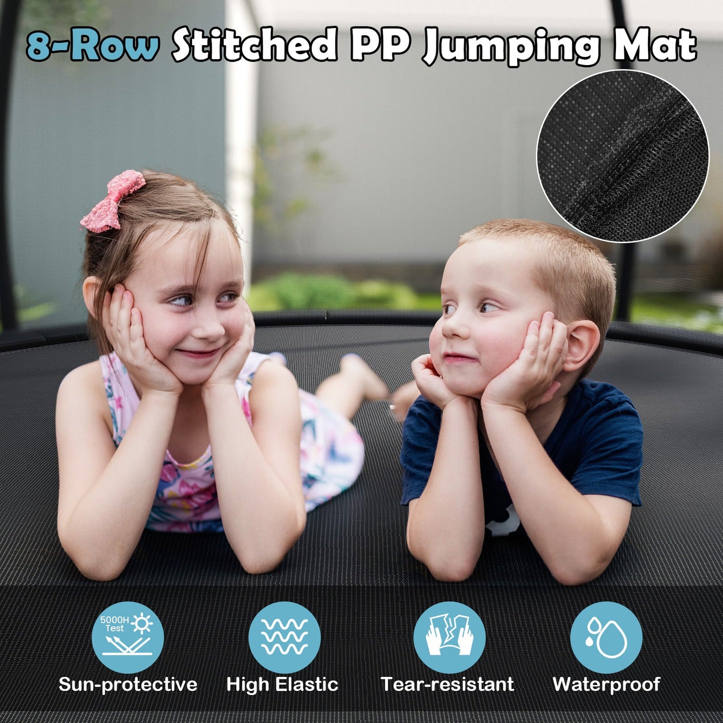 10FT Outdoor Trampoline Heavy-Duty Recreational Trampoline with Safety Enclosure Net