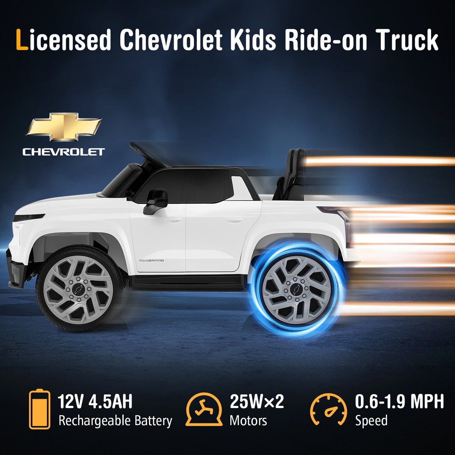 12V Ride on Car Truck Licensed Chevrolet with Remote Control Gift for 3+