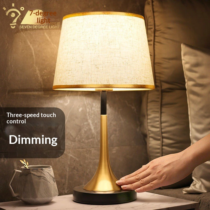Modern Touch Sensor Dimming Luxury Living Room Simple Nordic LED Table Lamp Creative Simplicity Cloth Desk Light Indoor Decorative Table Lamp Cute Study Lamps for Bedroom Décor