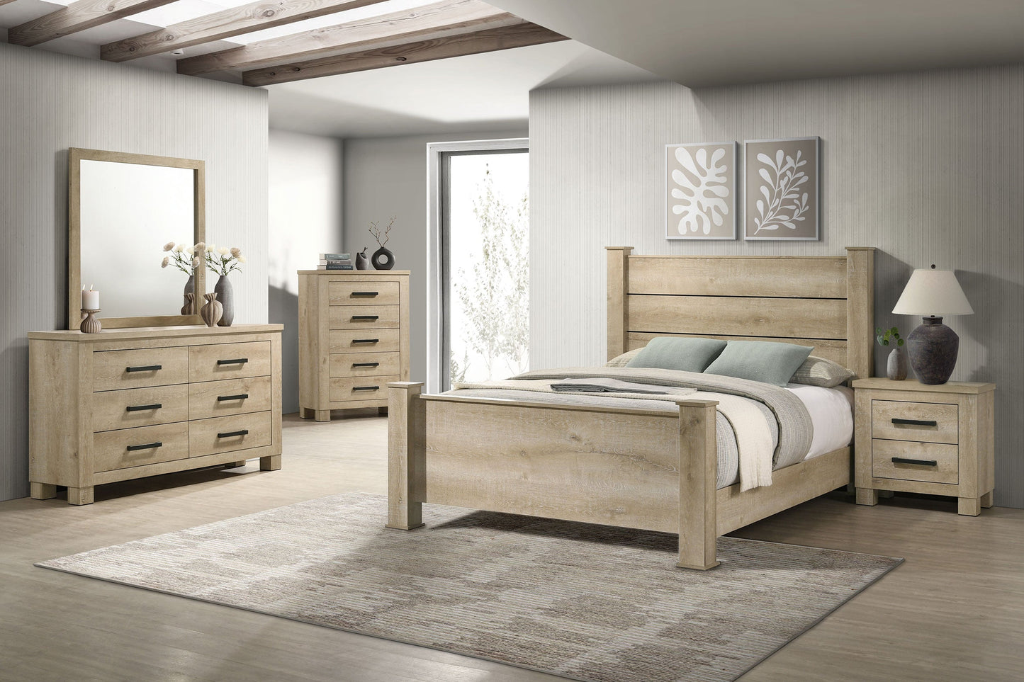 Oakglen 55-inch Queen Panel Bed Weathered Oak