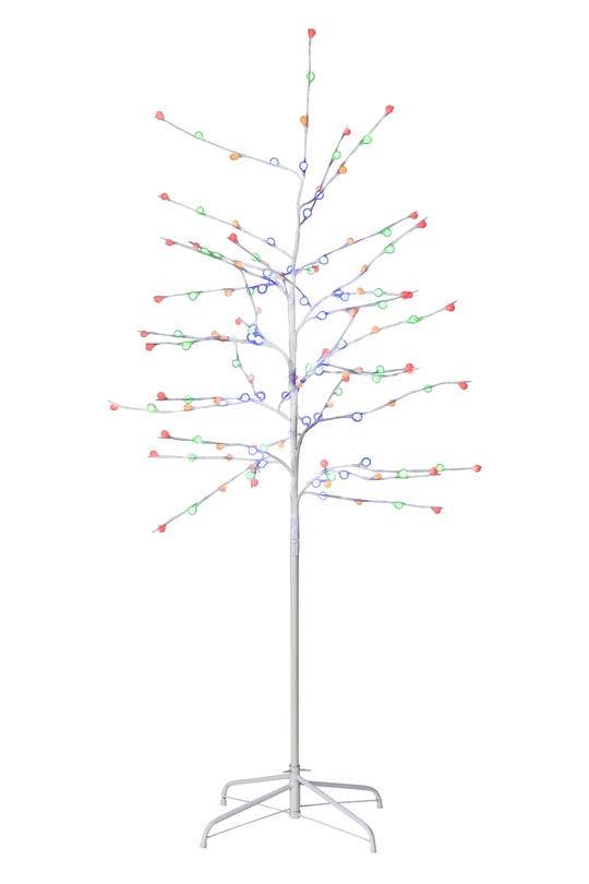 5ft Tree Light Bulb, lead wire 3m, UL IP44 transformer, white branch - Multicolor