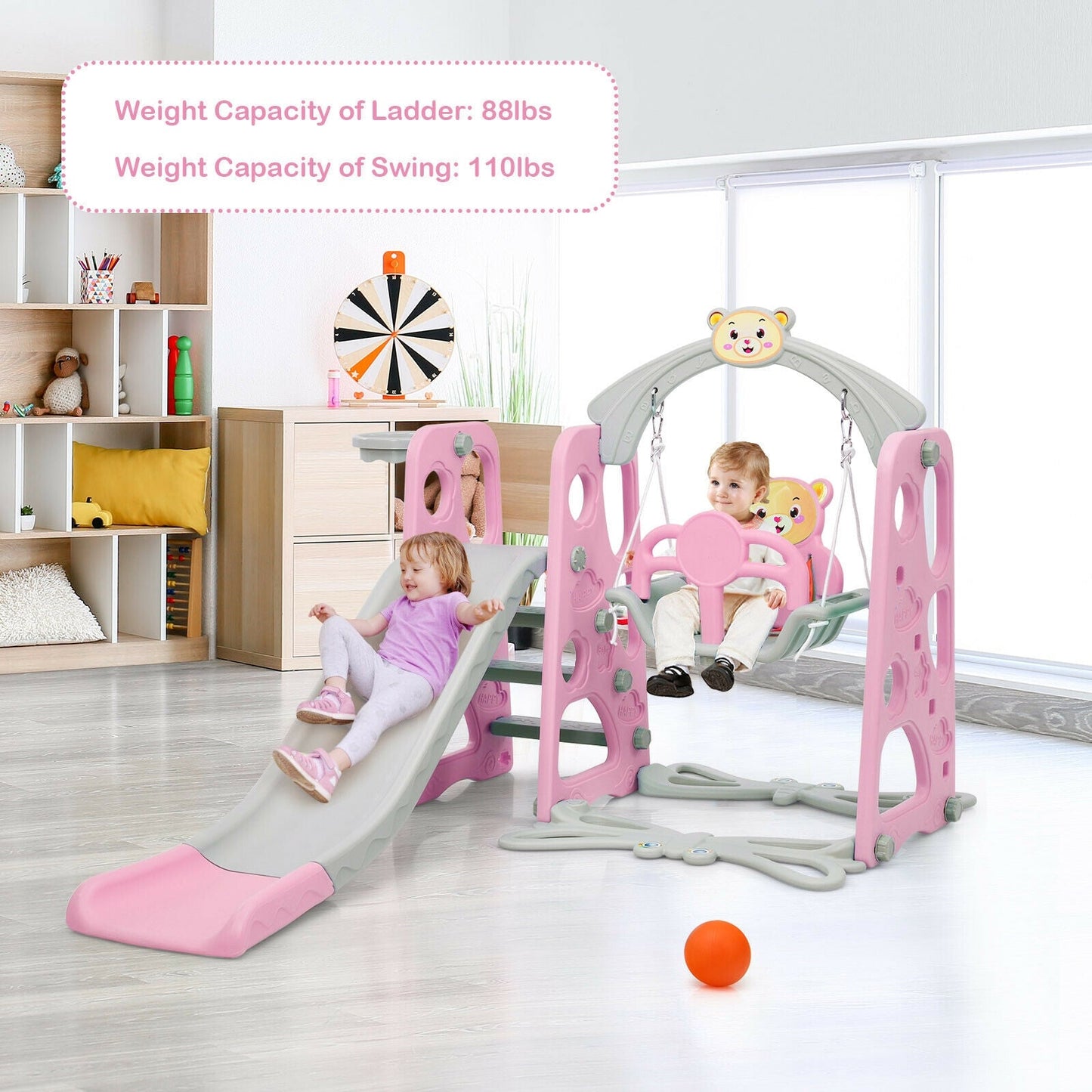 3 in 1 Toddler Climber and Swing Set Slide Playset