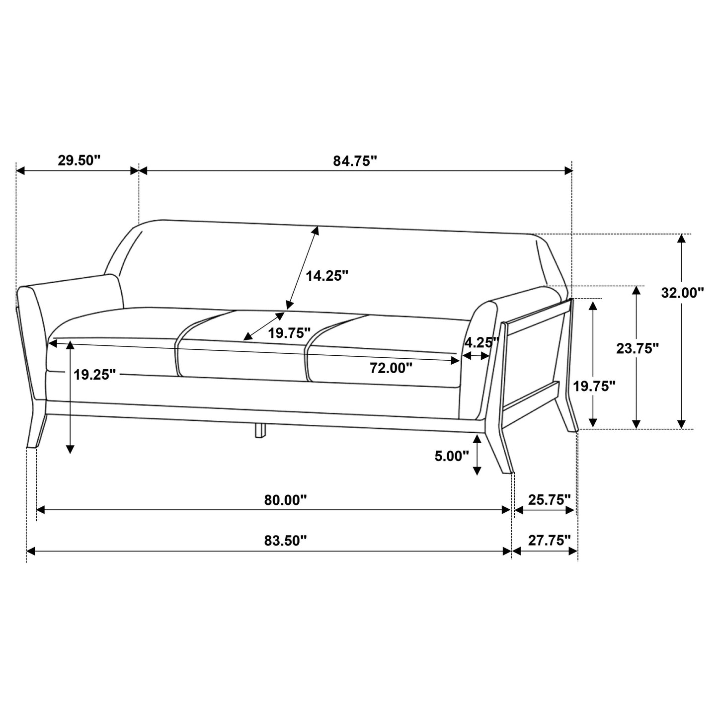 Vaughn 2-piece Fabric Upholstered Flared Arm Sofa Set Grey