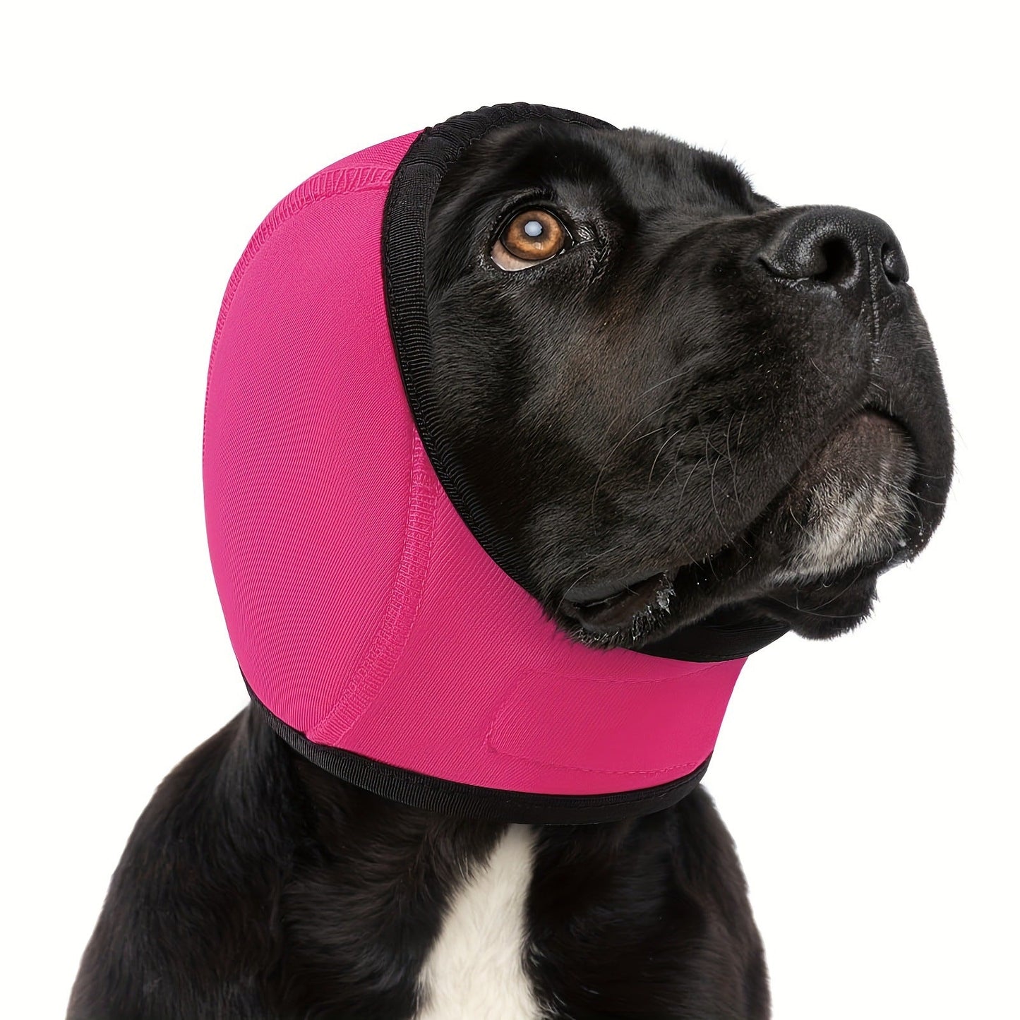 Dog Head Wrap - Quiet Ears For Anxiety, Waterproof Dog Calming Hood, No Shake Ear Cover Snoods For Thunder, Lightning, Fireworks, Vet Visits, Polyester And SBR Diving Fabric