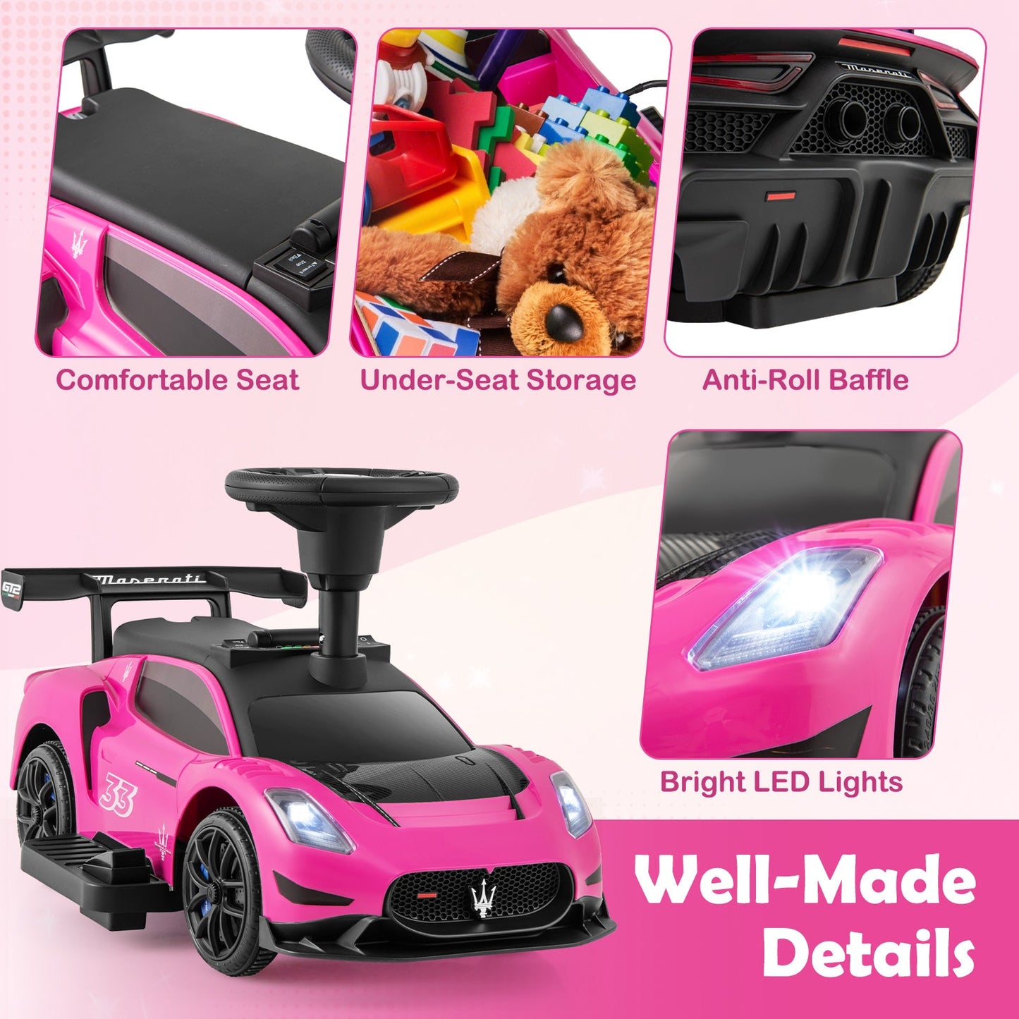 6V Electric Kids Ride on Push Car Maserati Licensed with Foot Pedal and Music