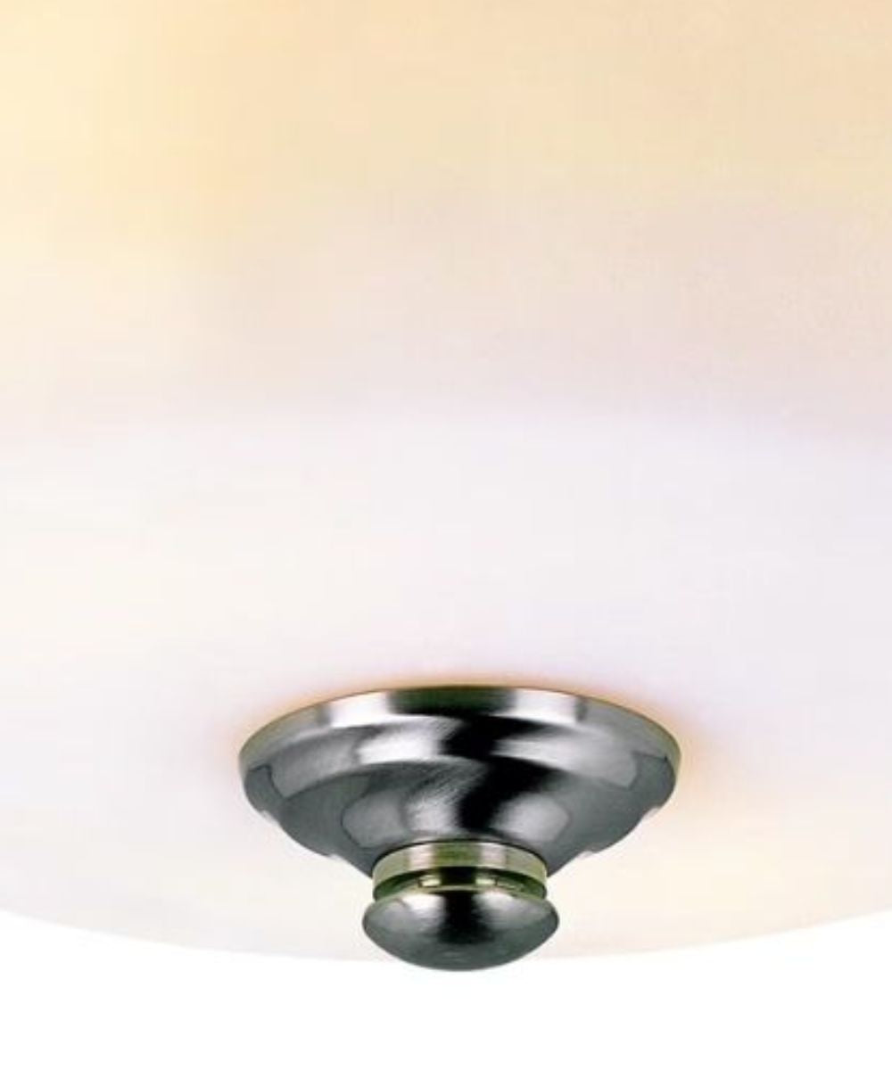 13"W 2-Light Brushed Nickel with White Frosted Glass Shade Flush Mount Light Fixture