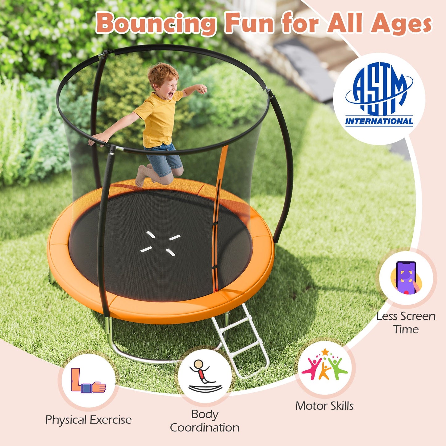 8FT Outdoor Heavy-Duty Recreational Trampoline