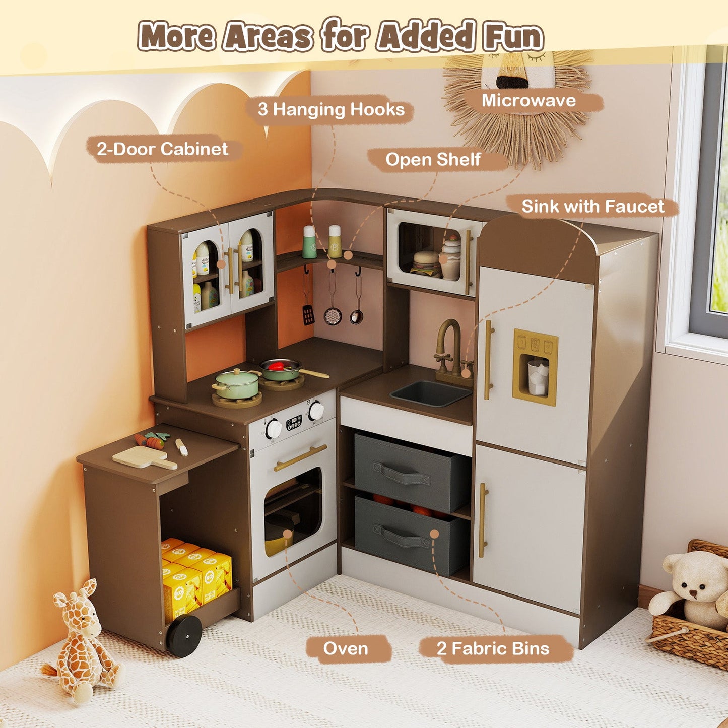 Corner Kitchen with Lights and Sounds for Kids Ages 3+