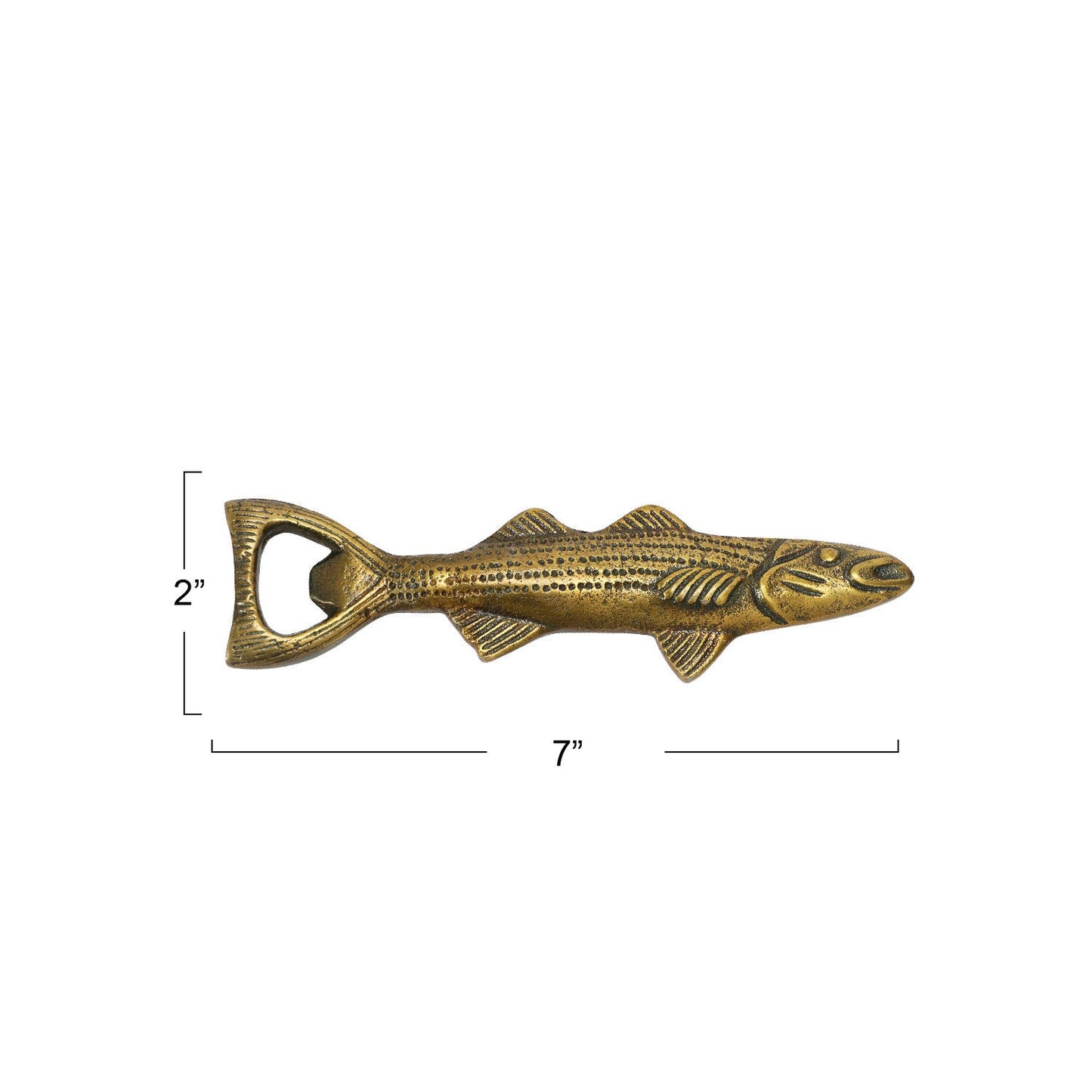 Antique Gold Aluminum Fish Bottle Opener