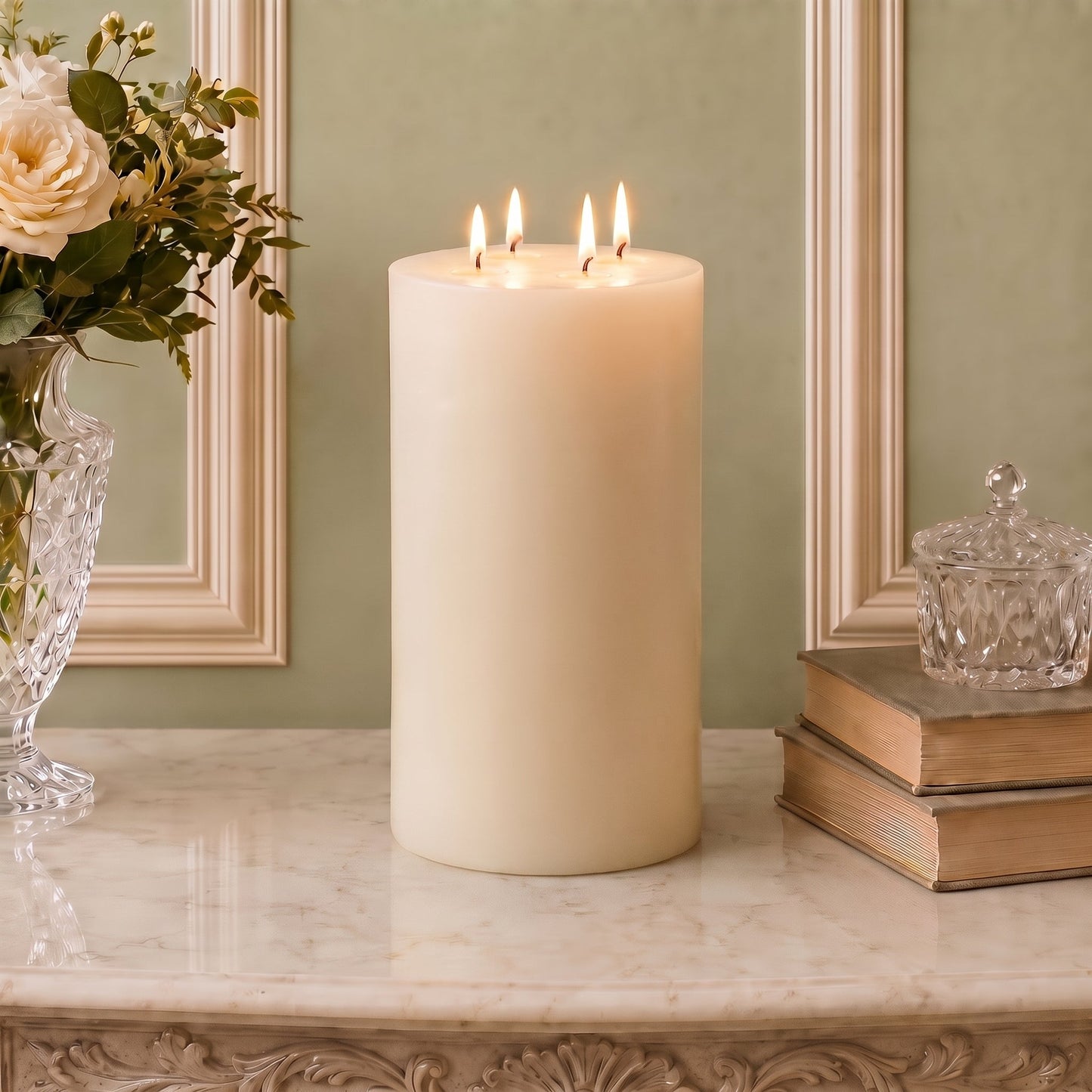 Giant 6 Inch Wide White Beeswax 4 Wick Candles 7 Sizes