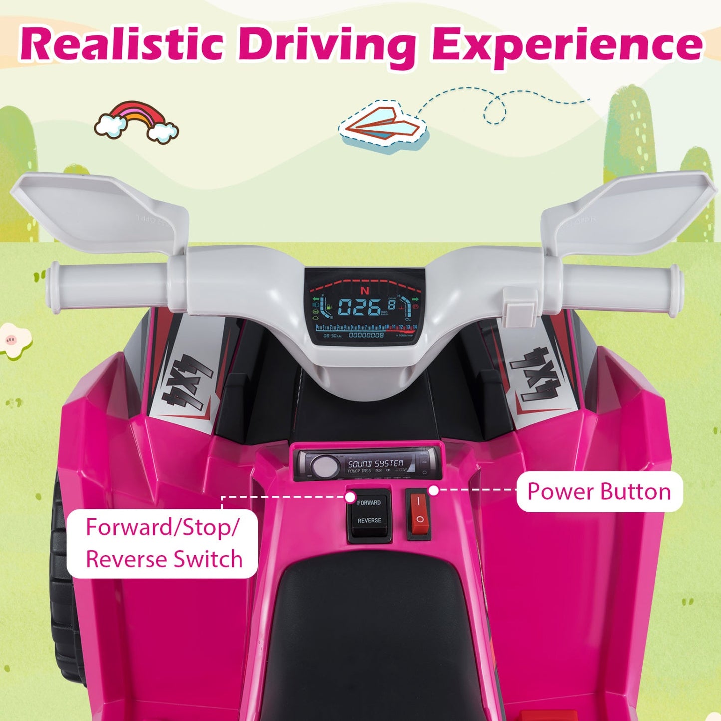 6V Kids Electric ATV Quad Car with Detachable Trailer