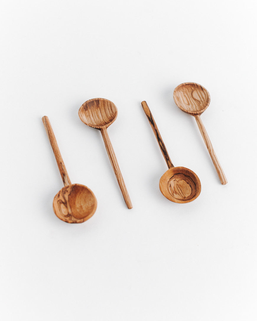 Olive Wood Condiment Spoon Set