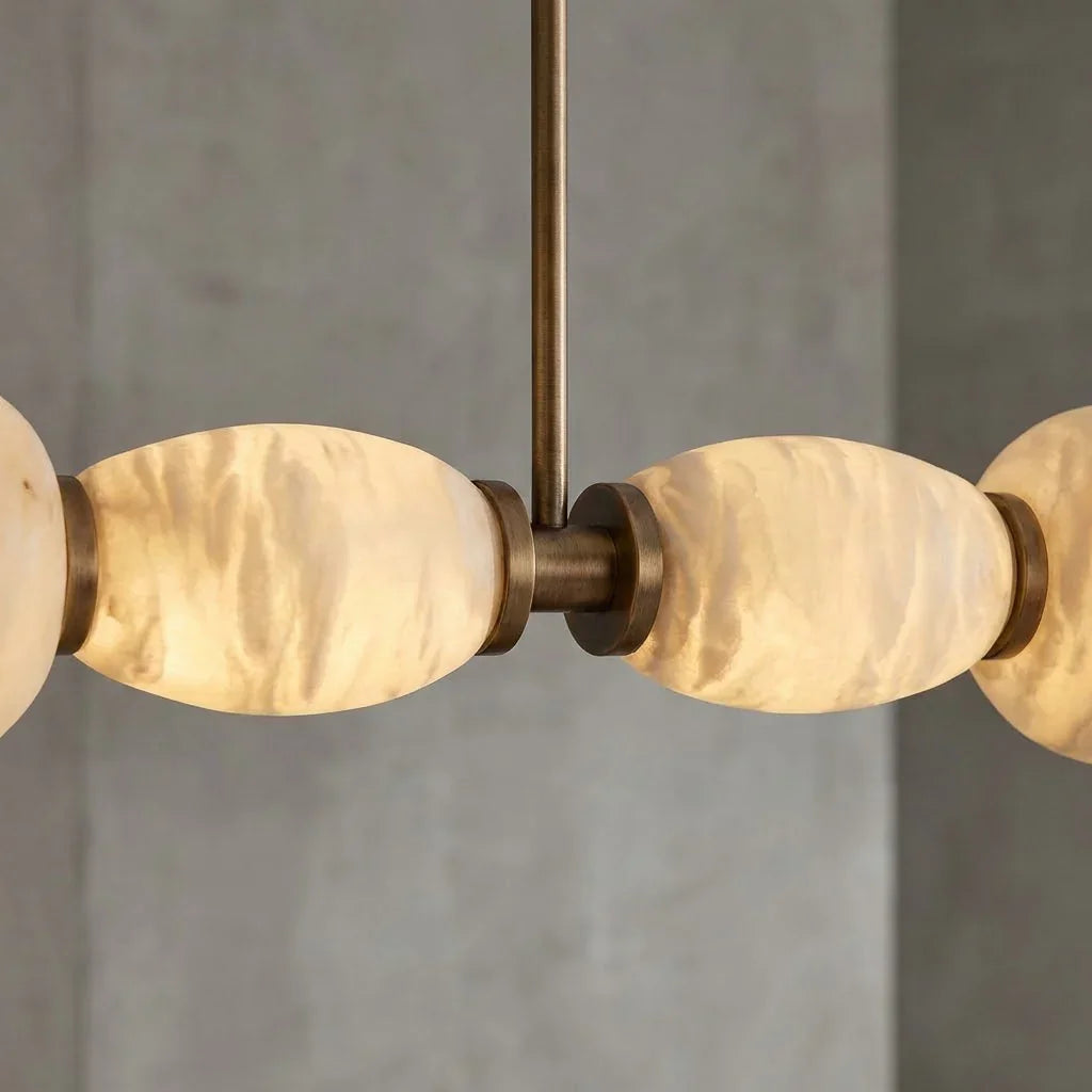 Organic Alabaster Stone Linear Chandelier