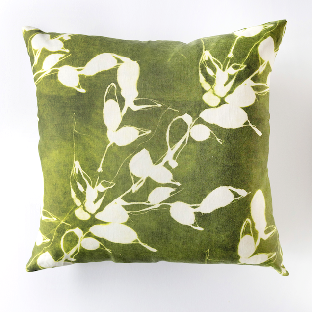 Porto Print Olive Linen Throw Pillow | 20x20 | Goldie Home