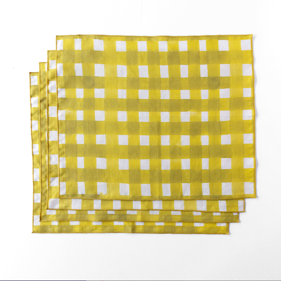 Yellow Cross-Hatch Linen Placemat | 15x18 | Goldie Home