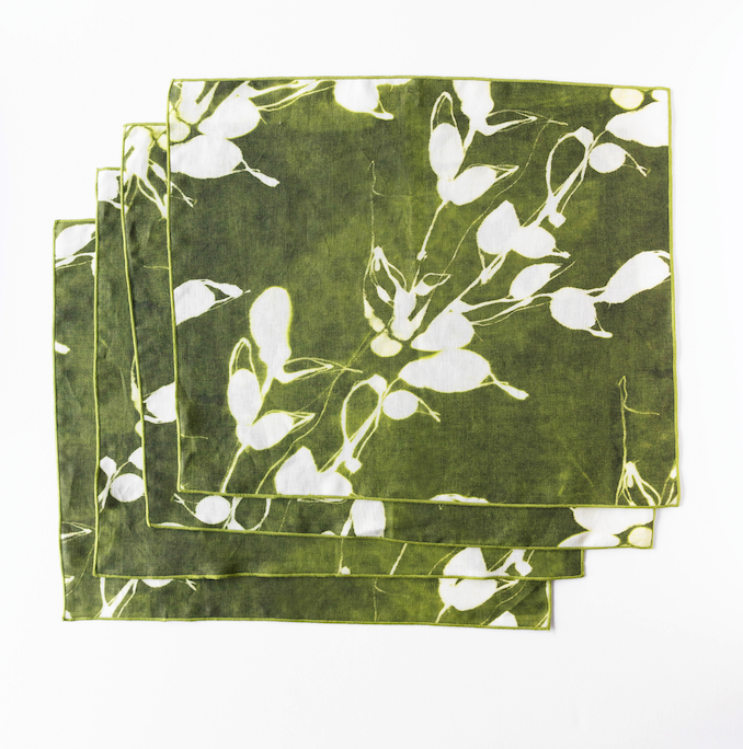 Porto Print Olive Linen Placemat | 15x18 | Goldie Home