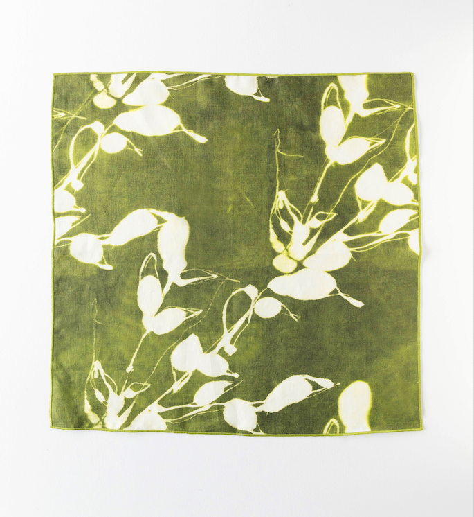 Porto Print Olive Linen Dinner Napkin | Artisan | Goldie Home