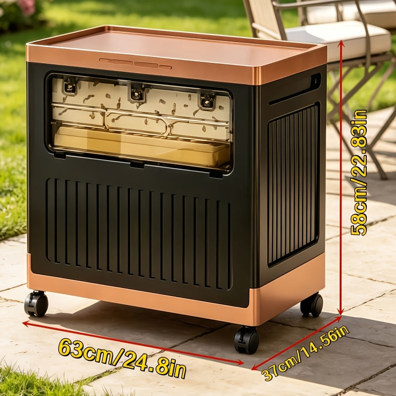 Portable Storage Bin w/ Wheels & Doors Foldable Stackable Organizer
