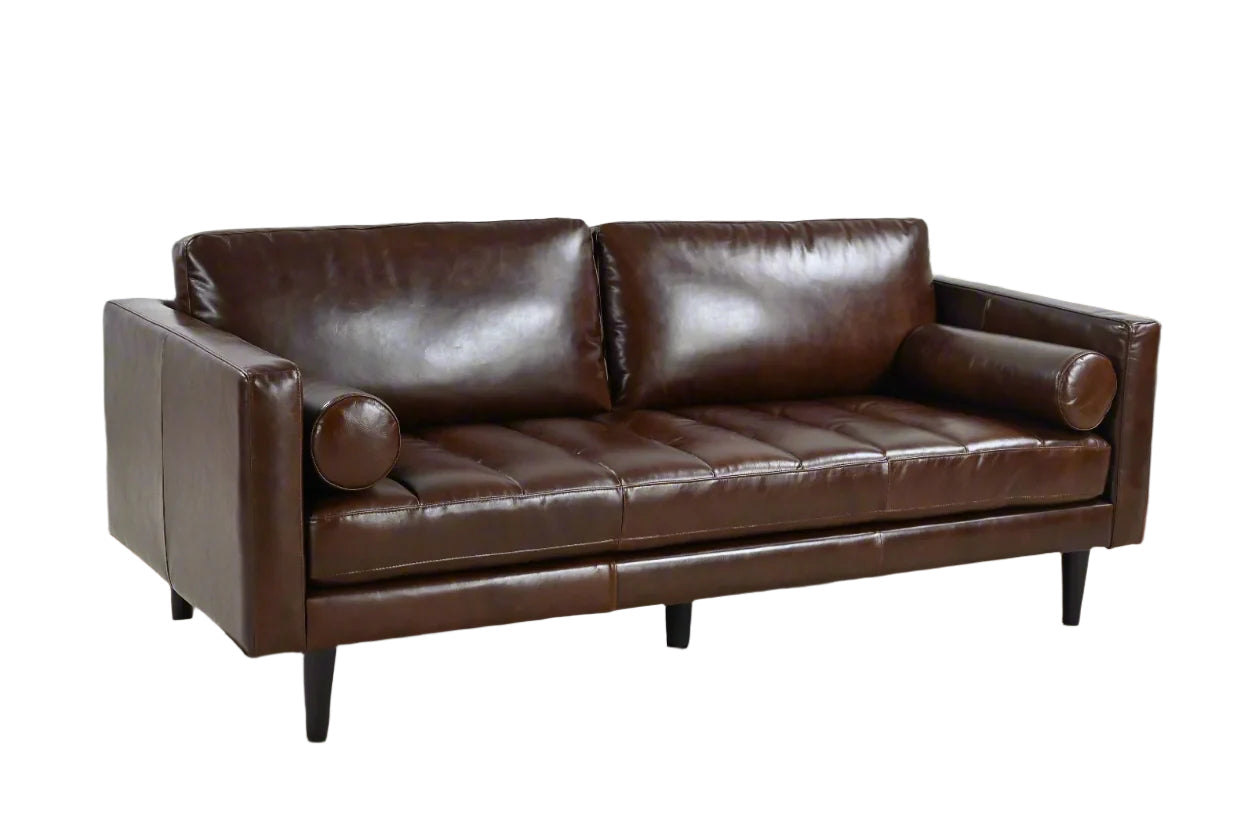 Philippe Top Grain Leather Sofa - Chocolate Brown