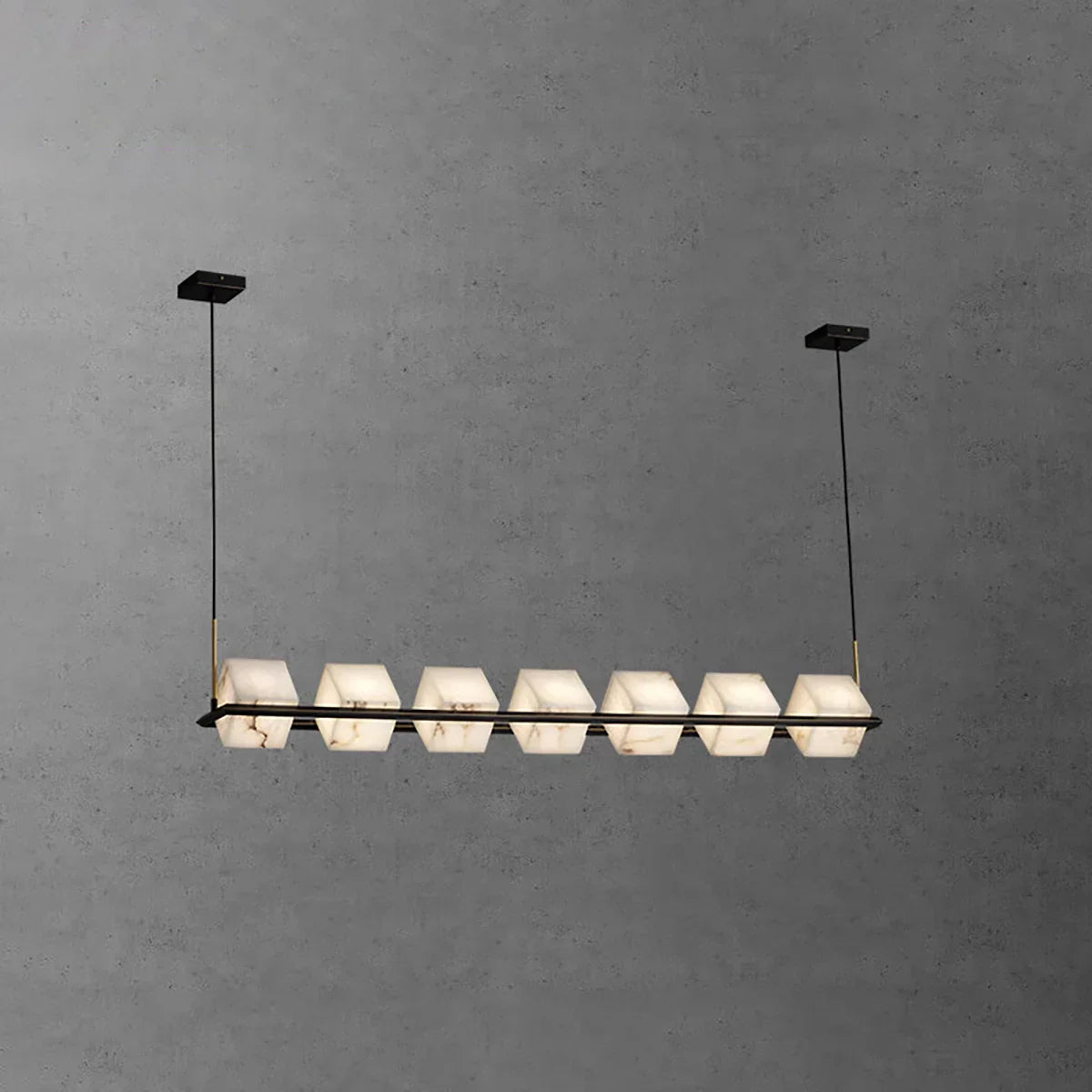 Alabaster Box Cube Linear Chandelier