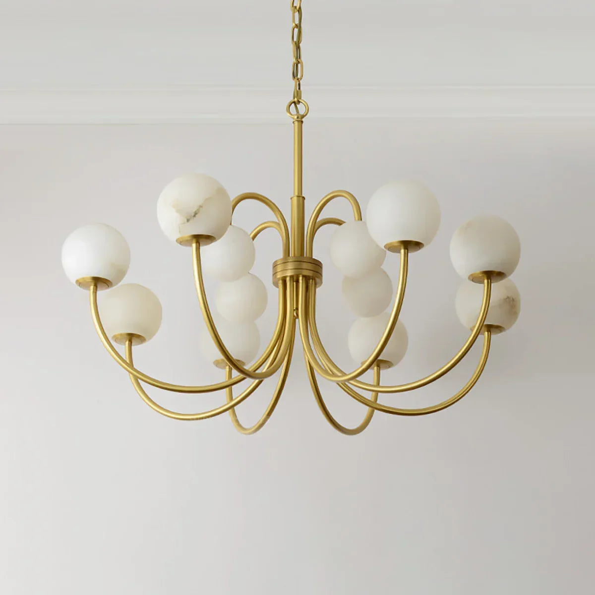Alabaster Forked Radial Globe Chandelier
