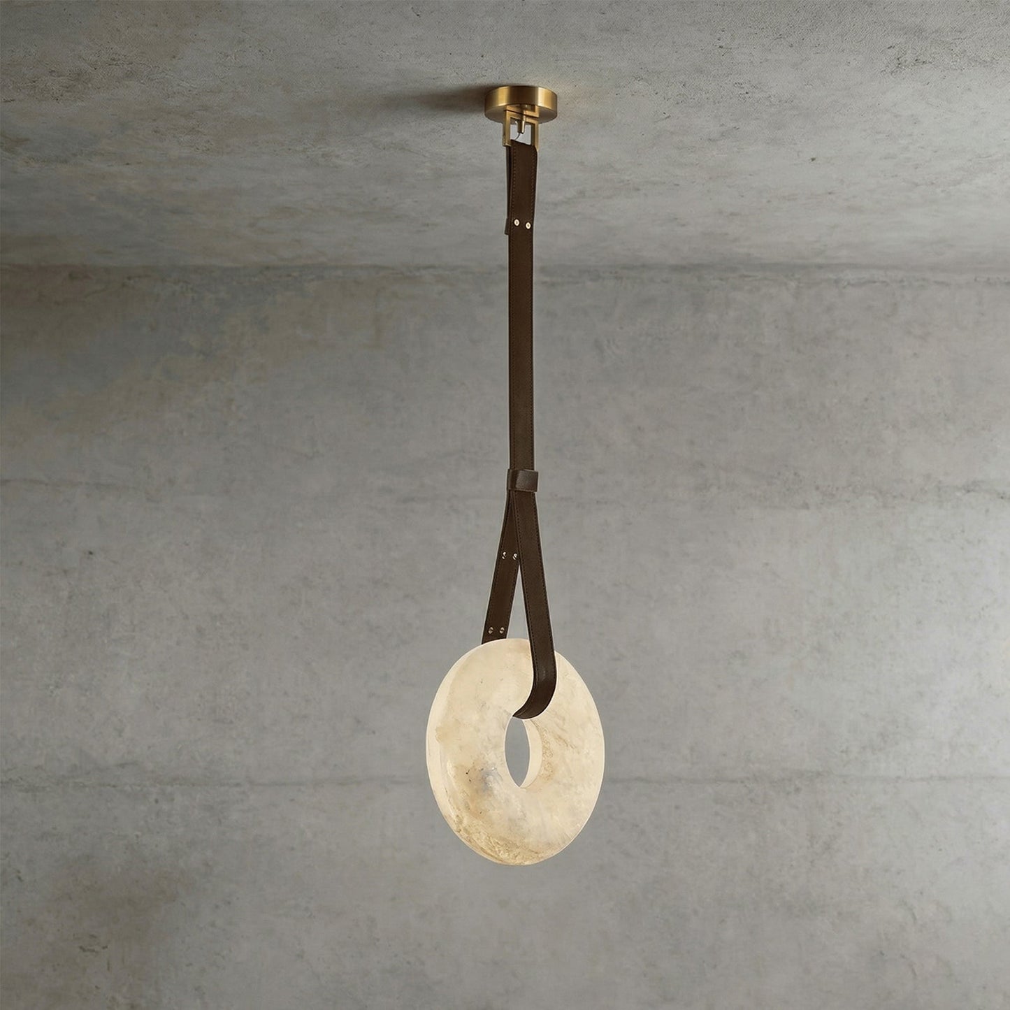Alabaster Loop Leather Strap Pendant Light