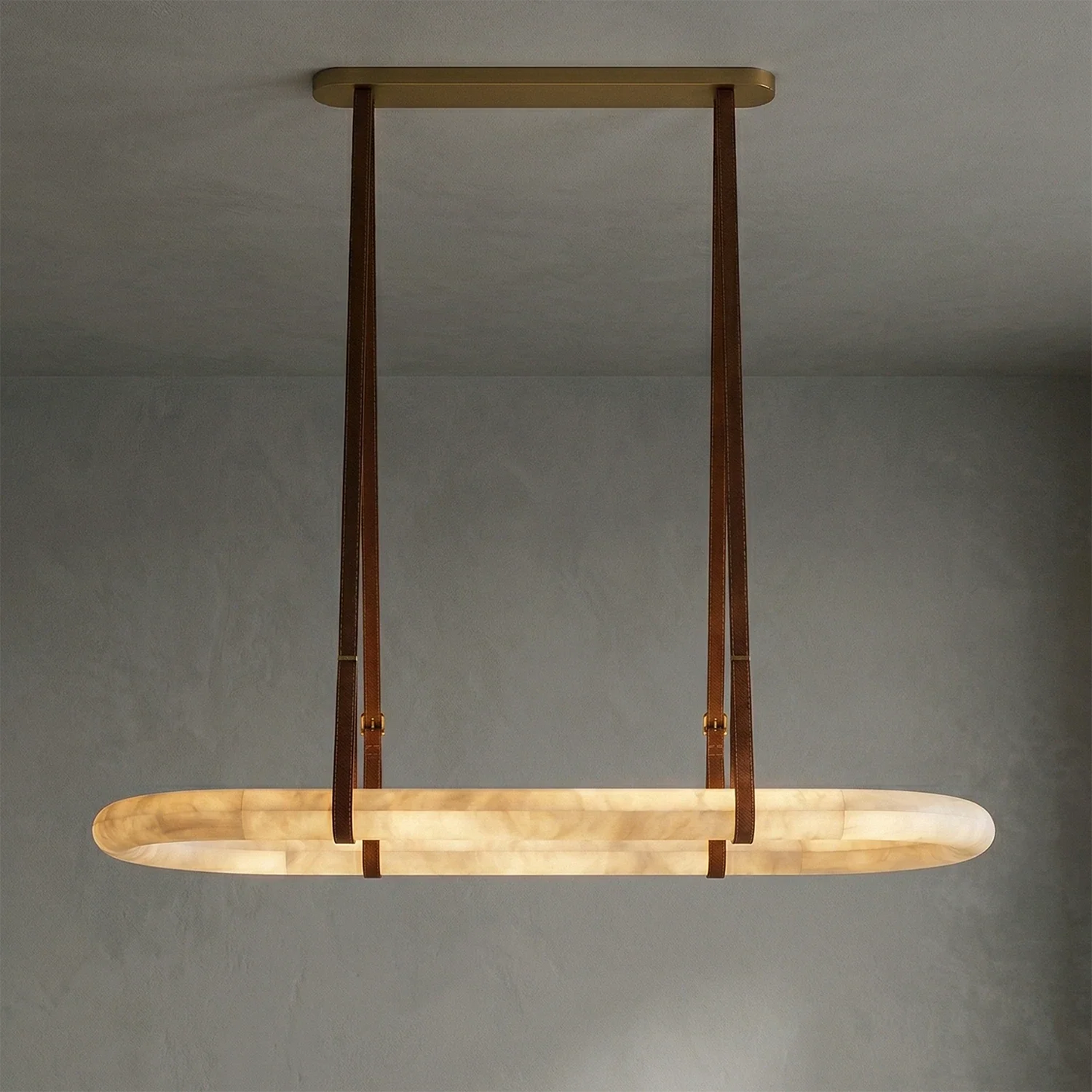 Alabaster Round Leather Chandelier
