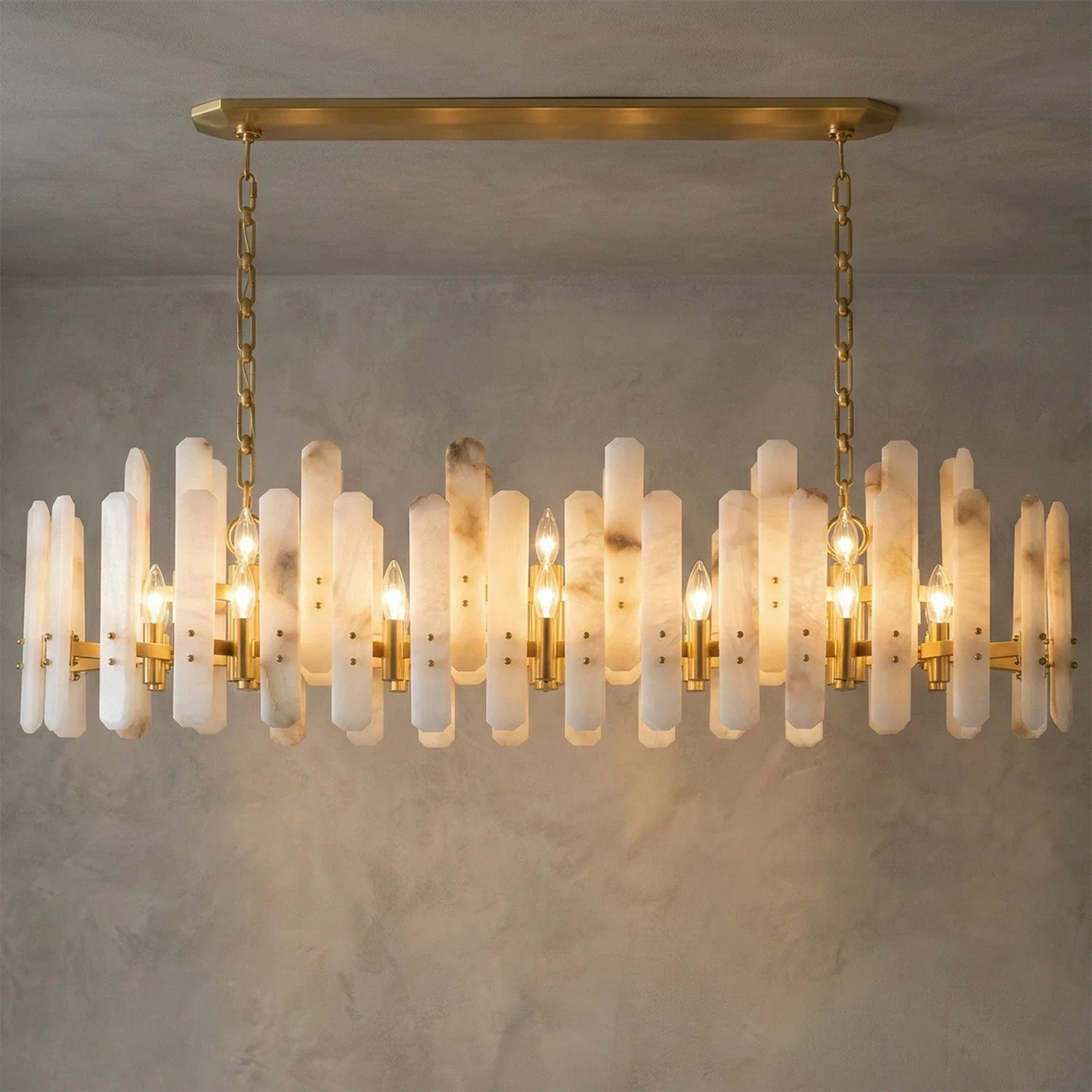 Artisanal Alabaster Large Chandelier