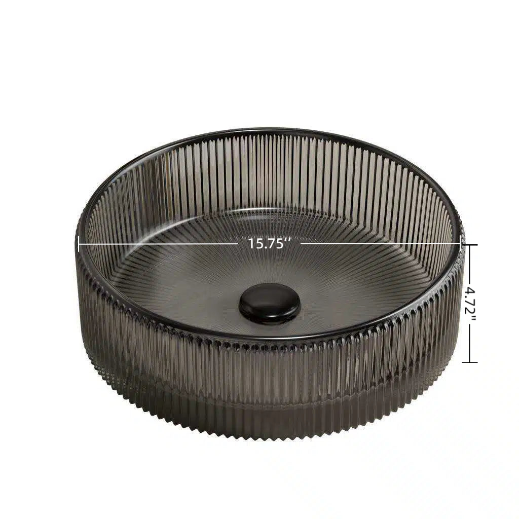 Sonny 16'' Bathroom Round Crystal Glass Sink Transparent
