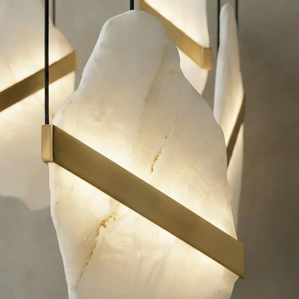Cascading Alabaster Slab Chandelier