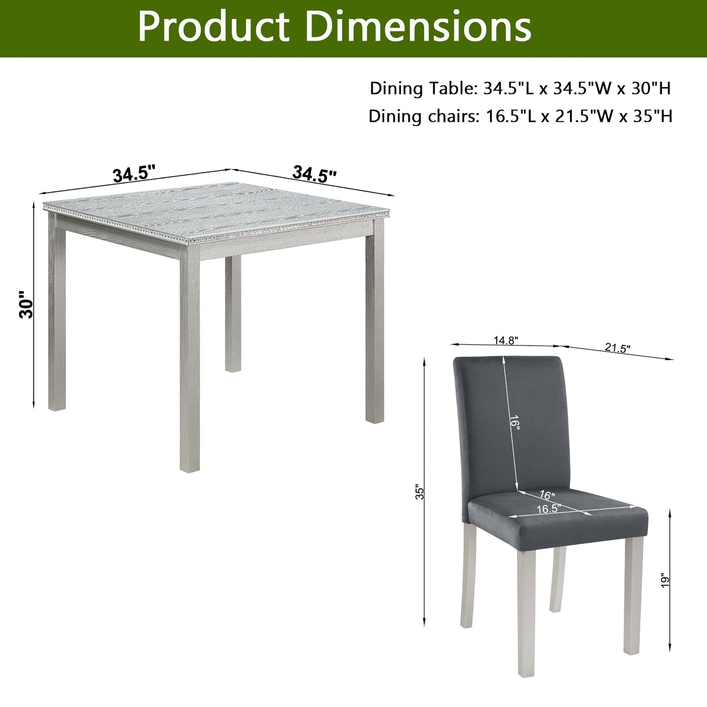 5 Piece Wooden Dining Table Set