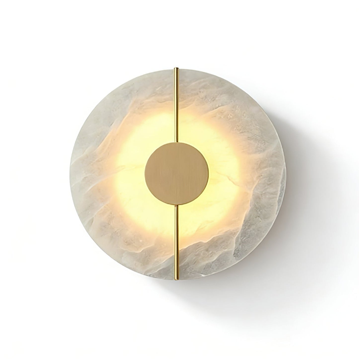 Circular Alabaster Wall Lamp With Brass Bar