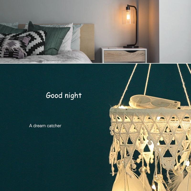 Classic Lantern Dream Catcher Kid Room Dream Catchers LED Light Up White Feather Lights Ceiling Decor Wall Hanging Ornaments for Bedroom Decor Gifts for Teenage Girl Decoration Home Wind Chime Feather Wedding