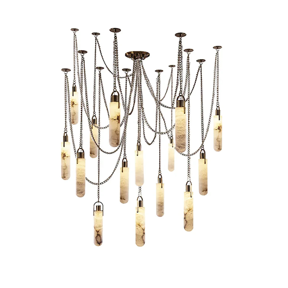 Cylindrical Alabaster Draped Chain Chandelier