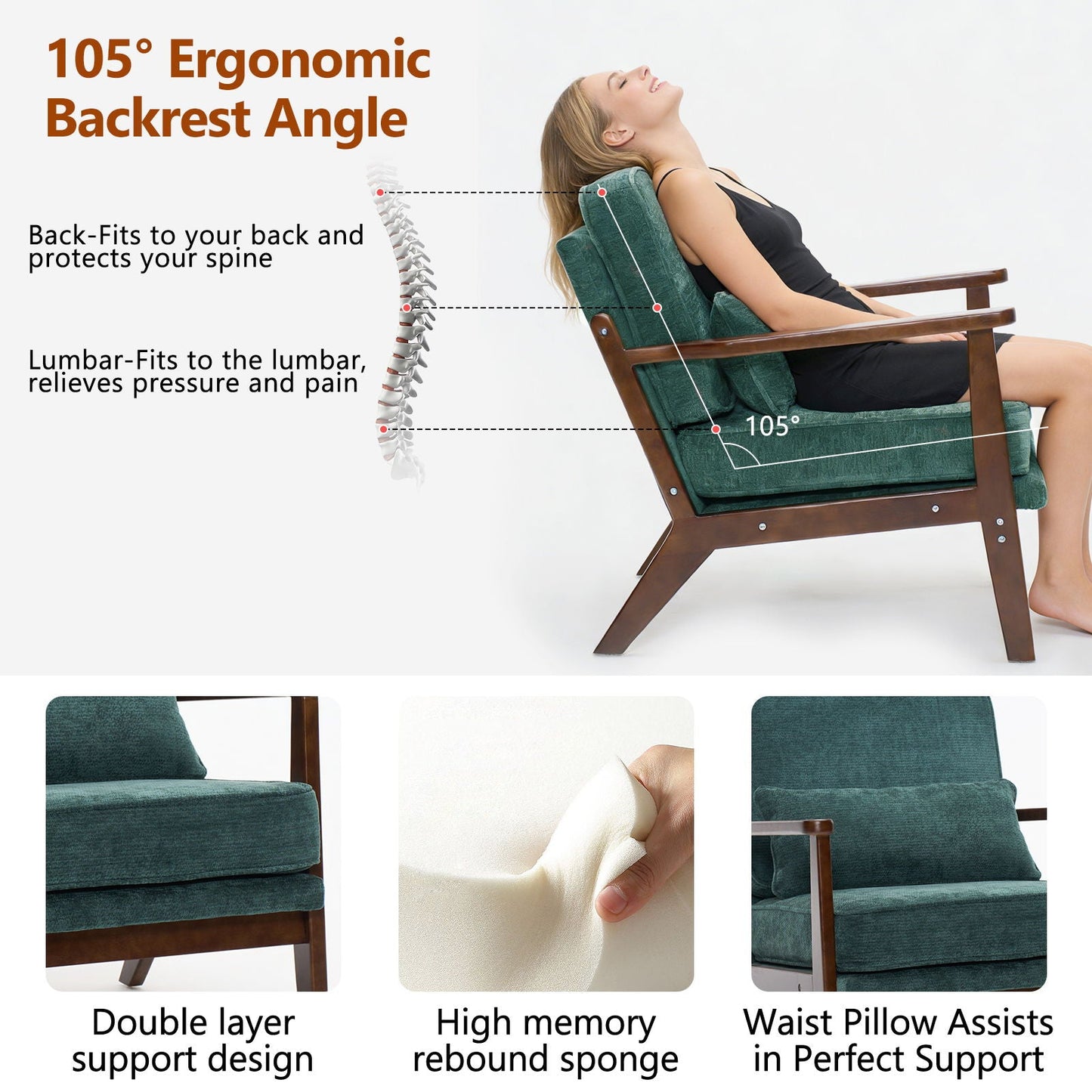 Living Room Chair With Lumbar Pillow