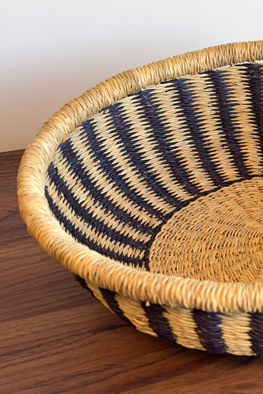 Bolga Tray - Natural w/ Black Stripes