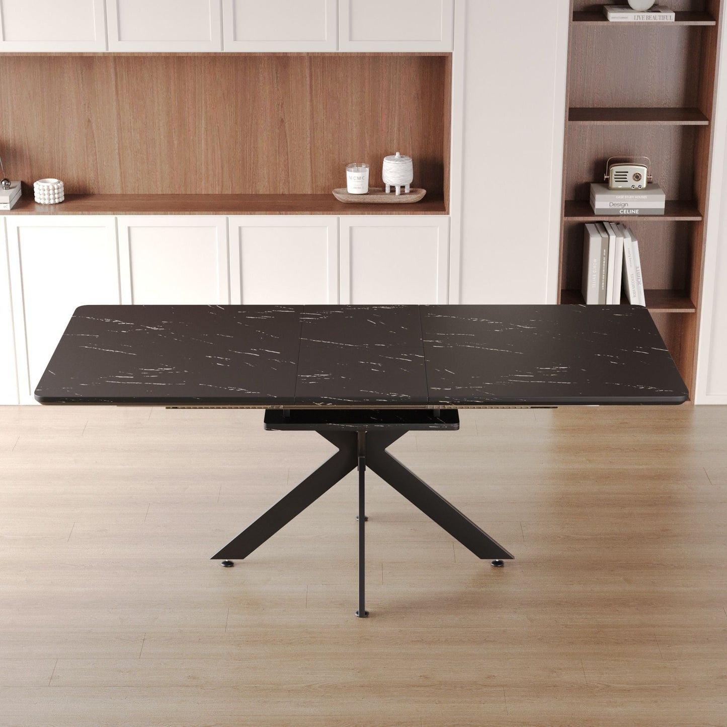 Modern Mid-Century Dining Table Set With Extendable Design