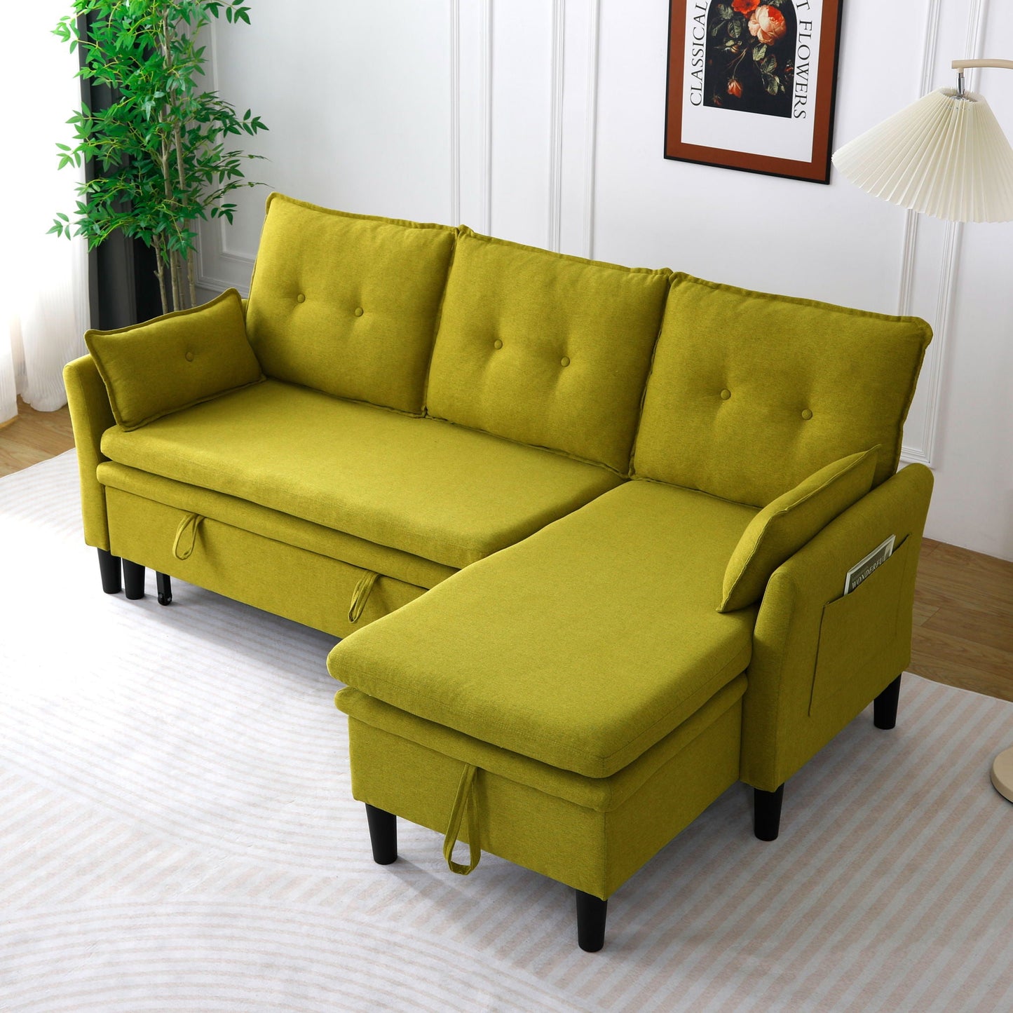 L-Shaped Reversible Chaise Sectional Sofa With Storage