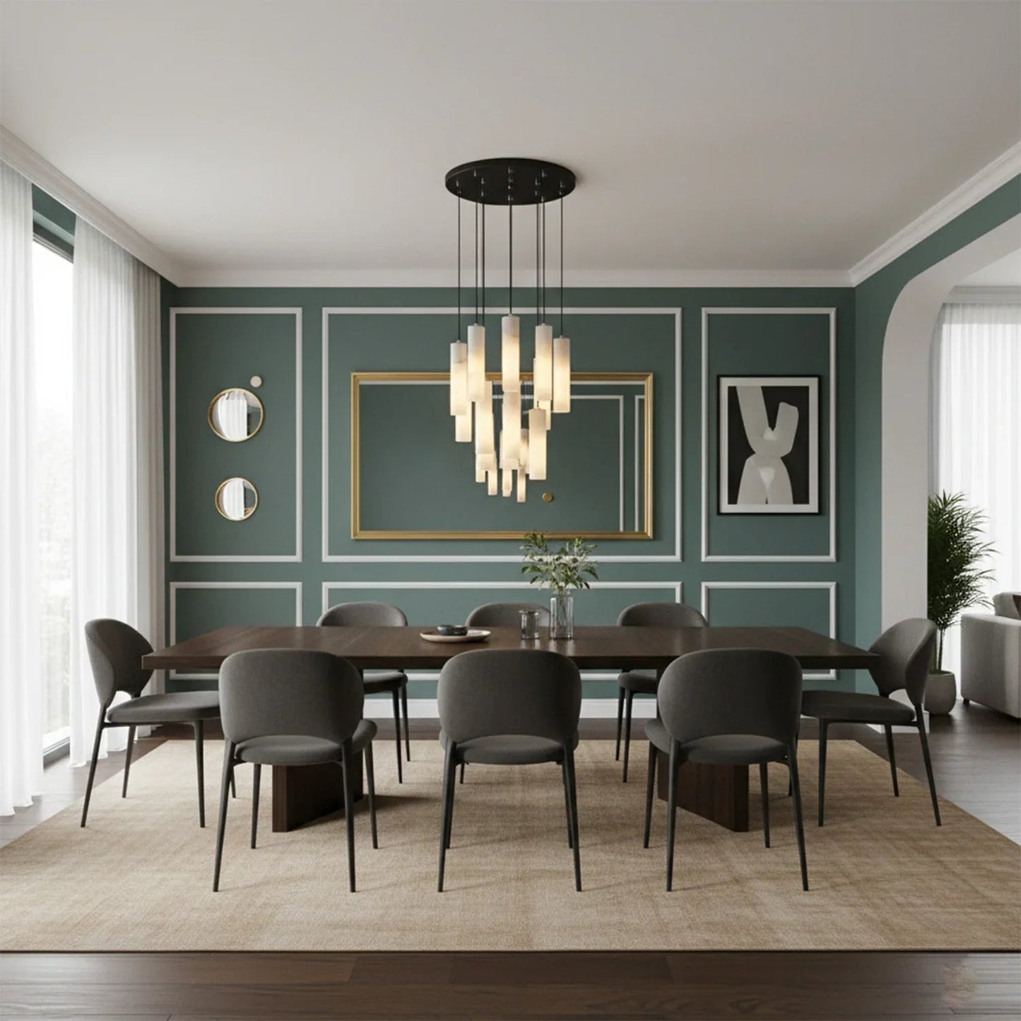 Luxury Alabaster Cylinder Cluster Chandelier