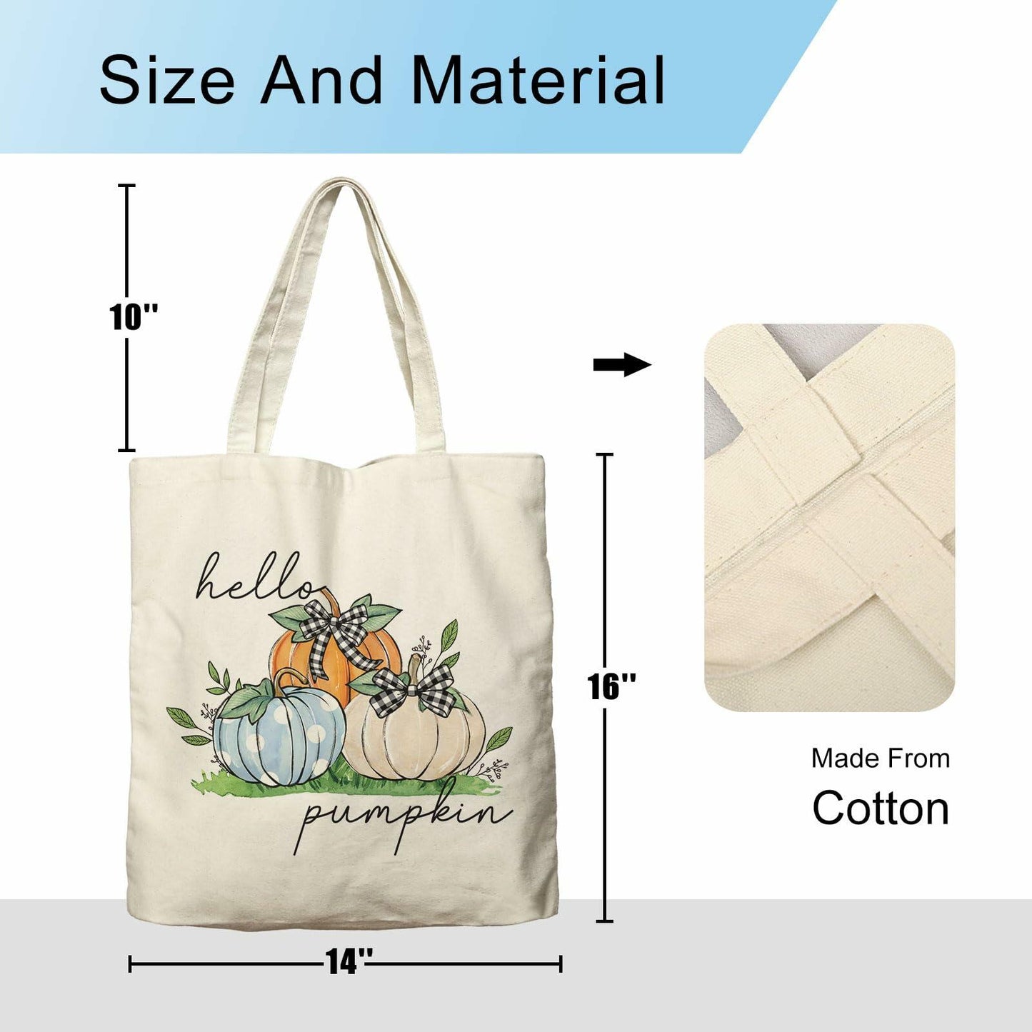 Dlzdn Fall Pumpkin Canvas Tote Bag Reusable Grocery Beach Bag Off-white One Size