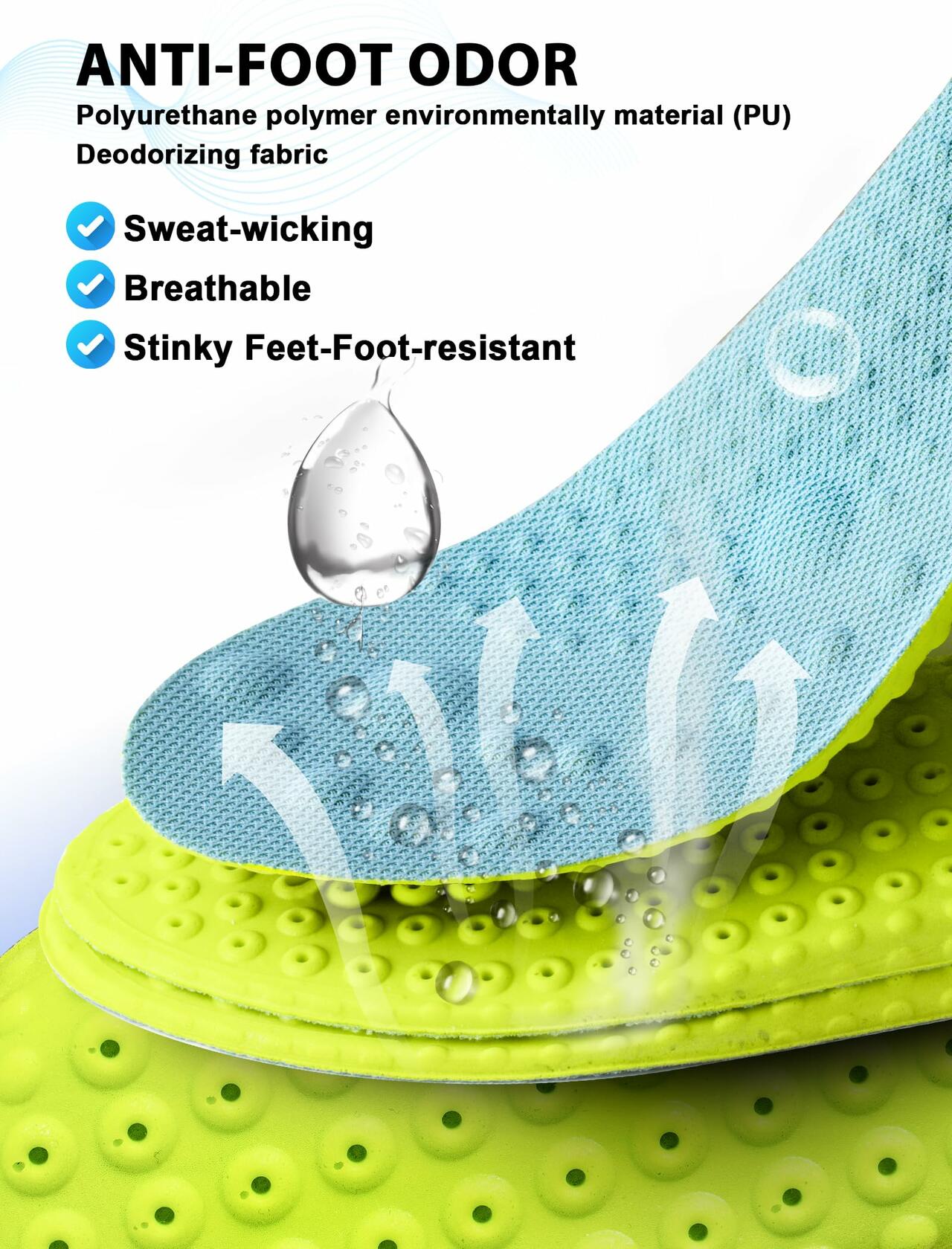 MARRDO 4D Cloud Soles Insoles Soft Shock Arch Support Blue Men 10-11 Women 11.5