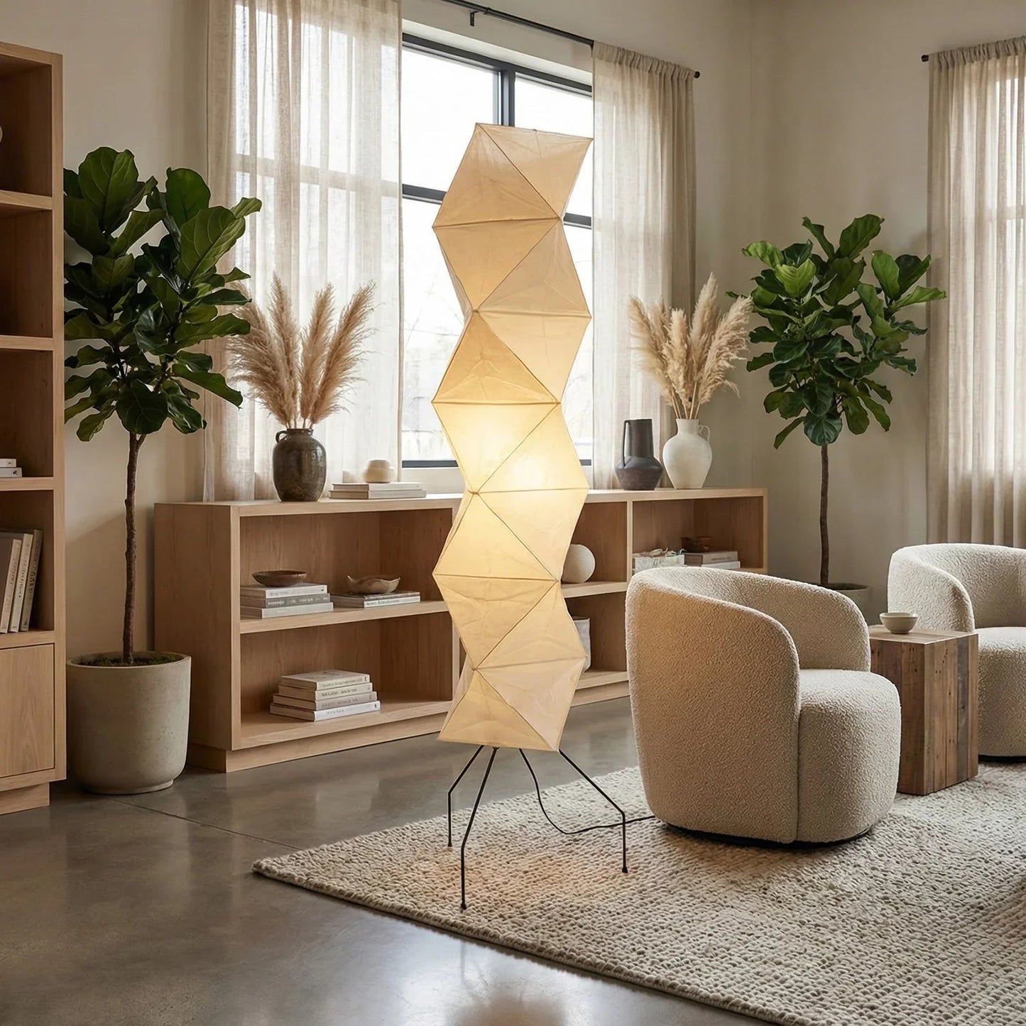 Akari Rhombus Origami UF4-L8 Floor Lamp