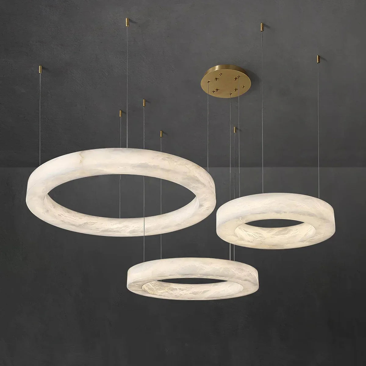 Round Ring Shaped Alabaster Chandelier