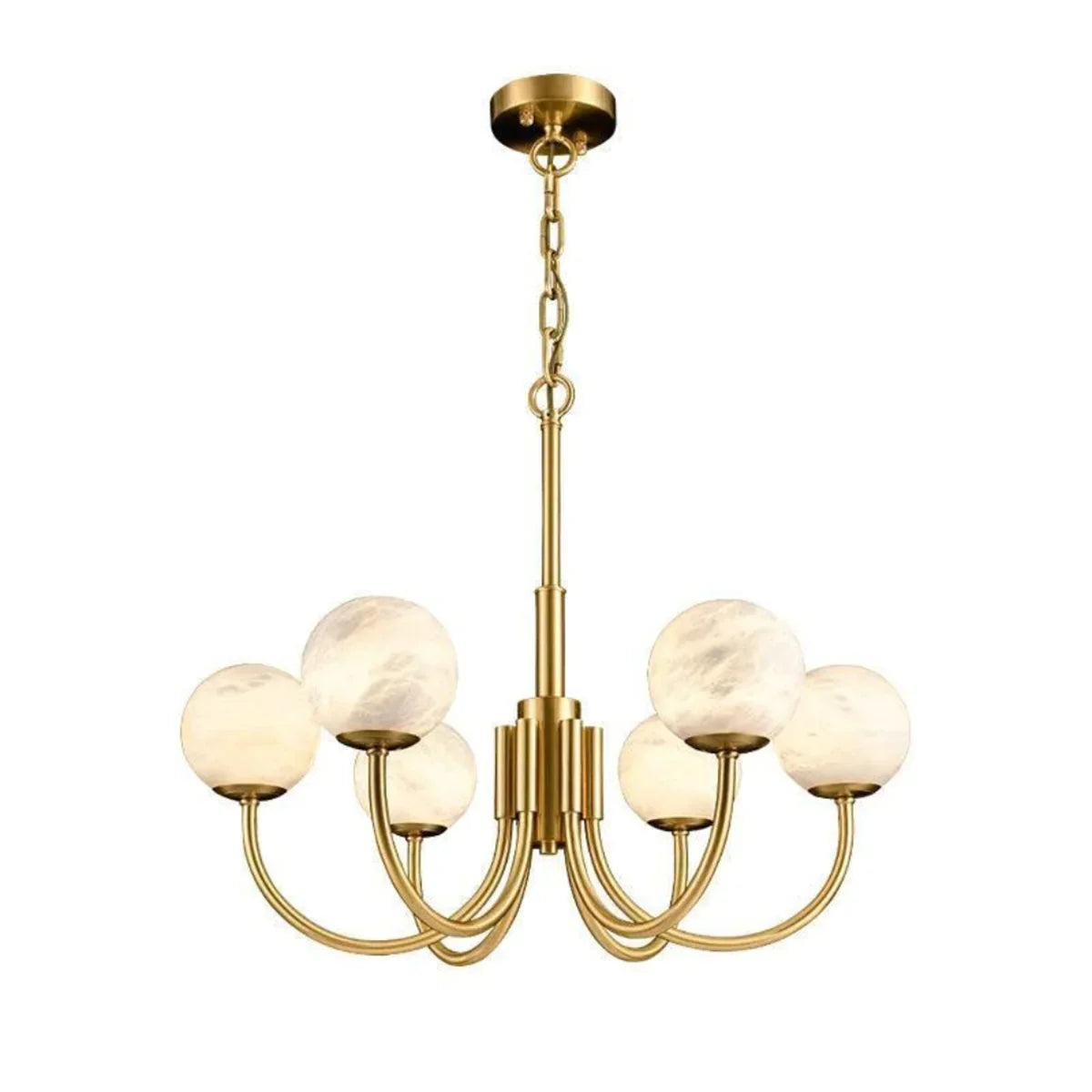 Spherical Alabaster Multi Head Chandelier