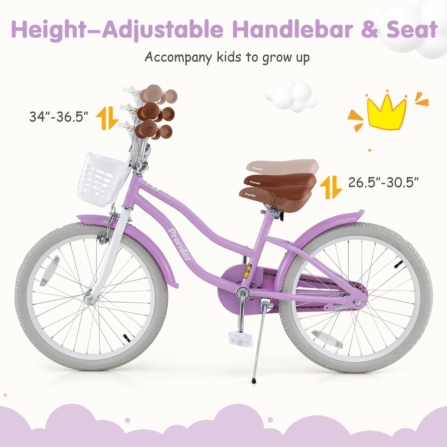 20 Inch Kids Bike with Helmet Protective Set Purple