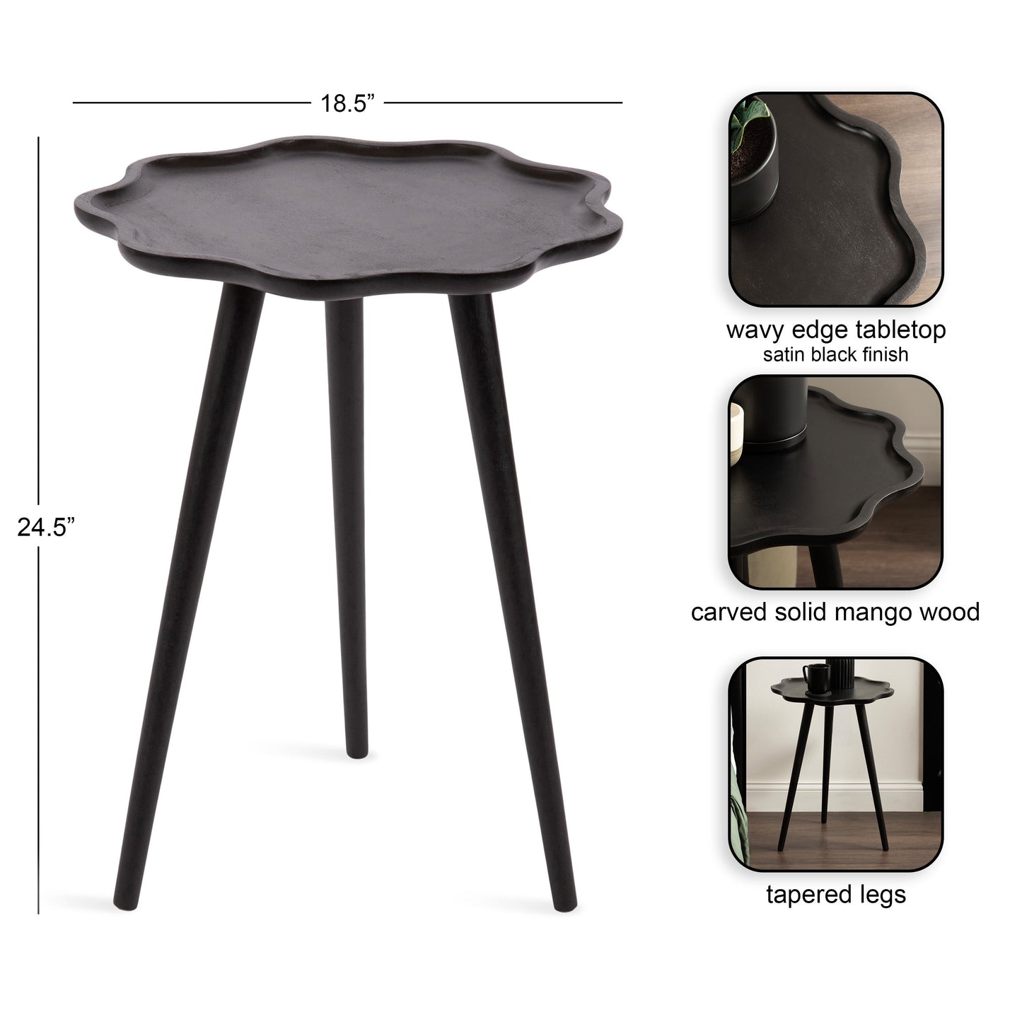 Alezar Scallop Wood Side Table