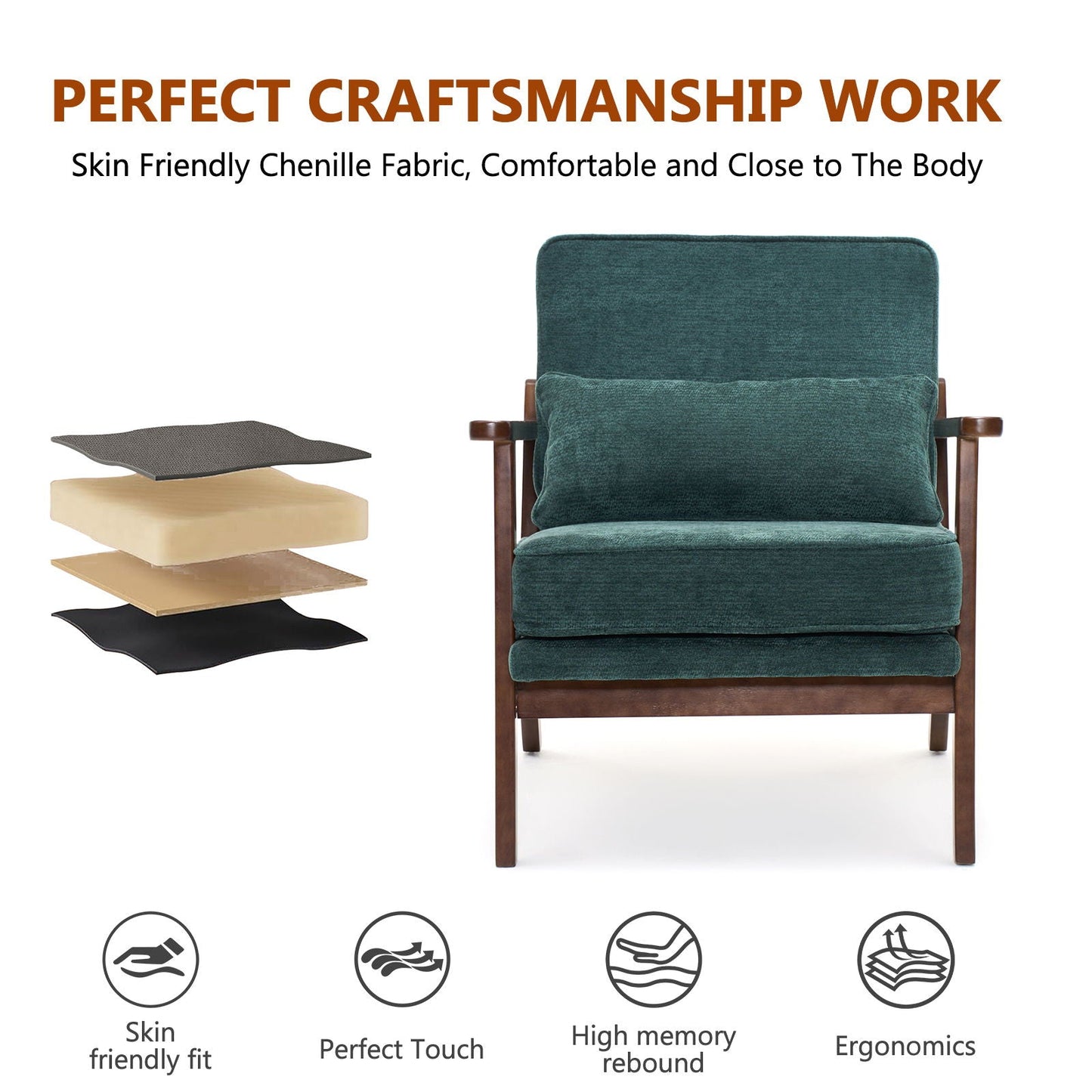 Living Room Chair With Lumbar Pillow