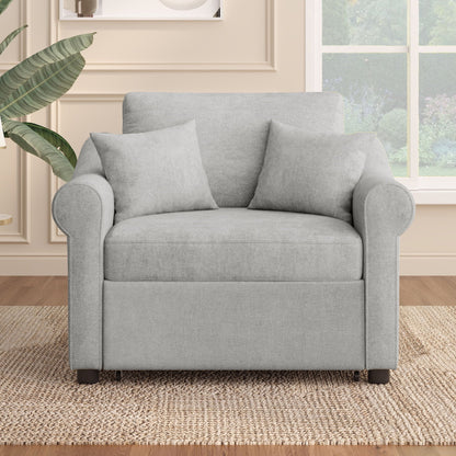 Convertible Sleeper Chair With Adjustable Backrest, 3 In 1 Lounger Chair Turns Into Bed, Single Bed For Living Room