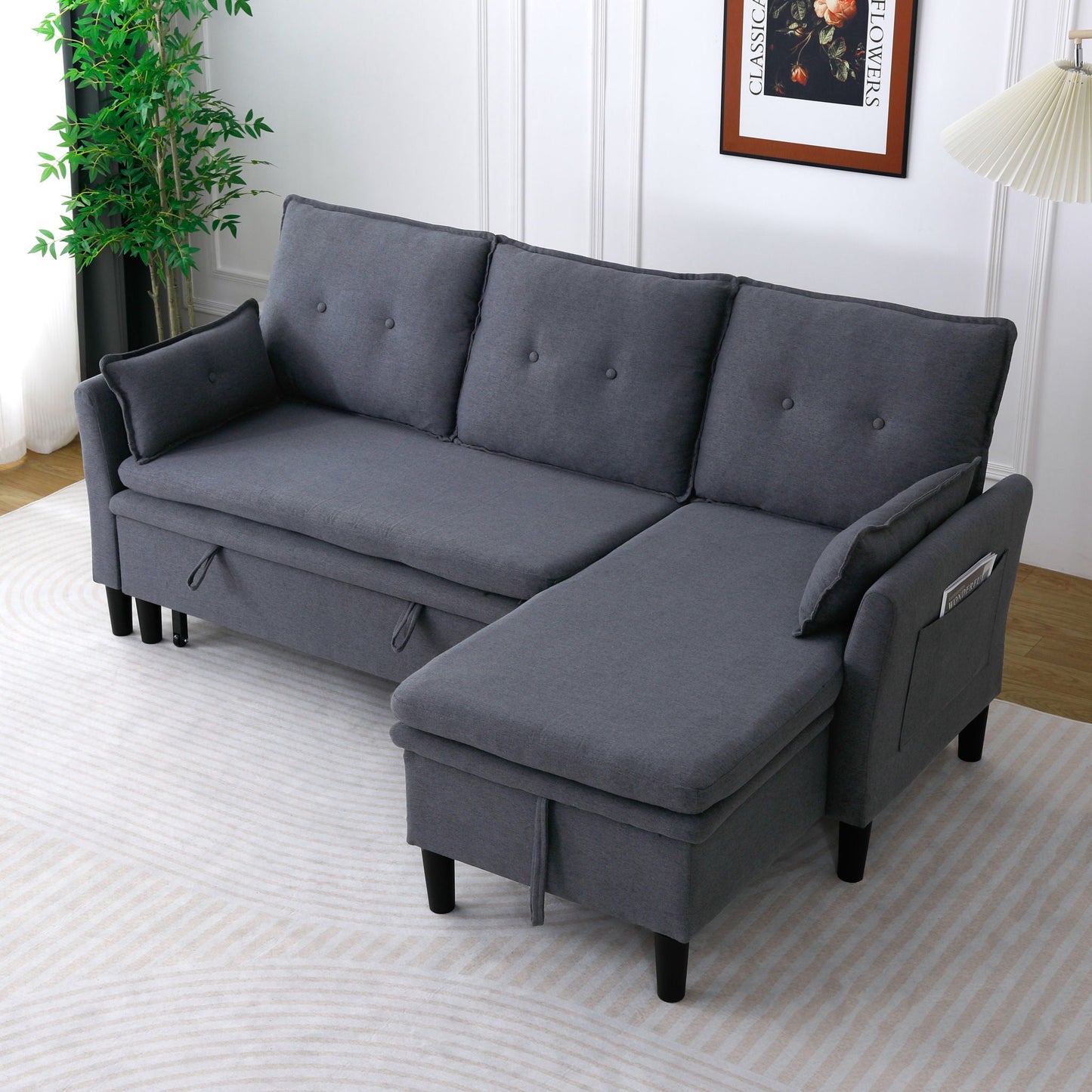 L-Shaped Reversible Chaise Sectional Sofa With Storage