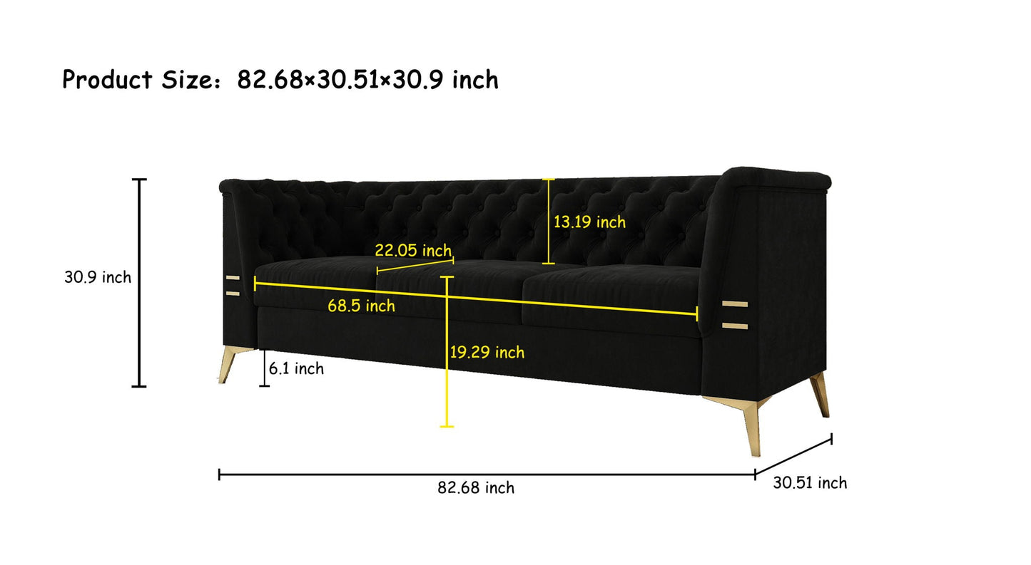 Luxurious Sofa With Legs, Modern Chesterfield Design, Tufted Upholstery, 3 Seat Couch For Living Room And Office